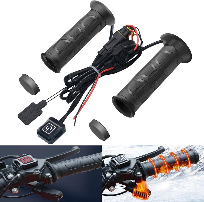 OXWIND Heated Grips, ATV Heated Grips and Thumb Warmer, 3-Level Heating Settings, 7/8 Electric Grips for 12V 22mm ATV Motorcycle Handlebars - Image 1